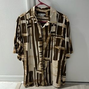 Zara short sleeve shirt, mixed brown/tan colors, Size L